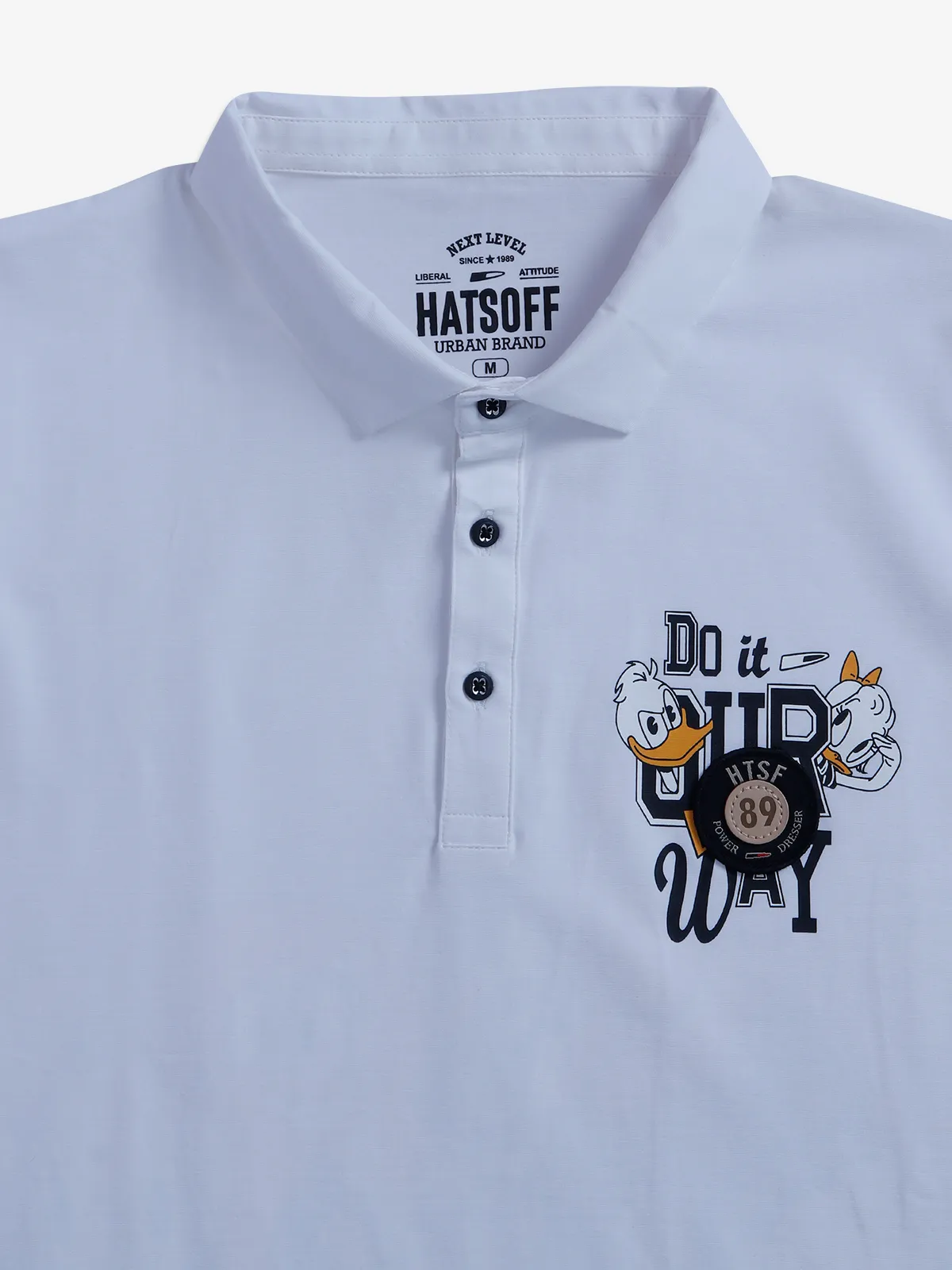 Hats Off cotton polo t shirt in white