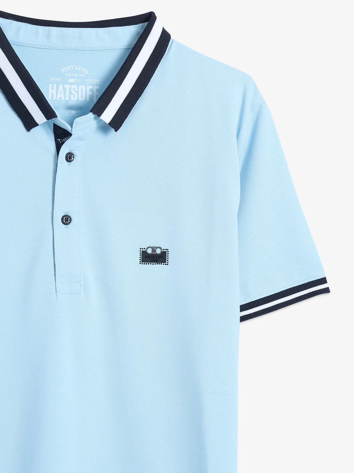 Hats Off sky blue polo neck t shirt