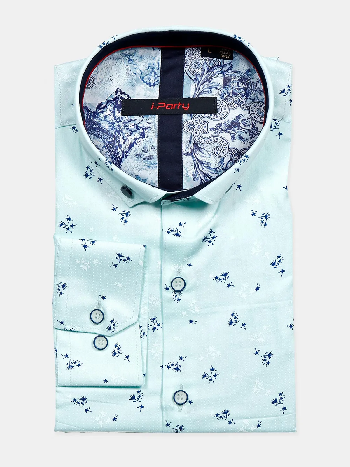 I Party blue cotton shirt for mens