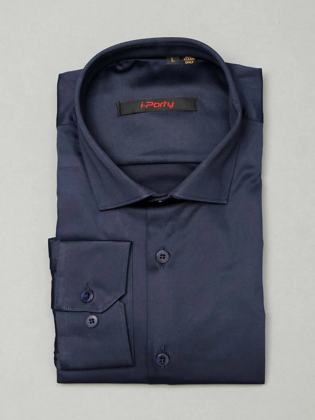 I Party navy cotton cut away collar shirt