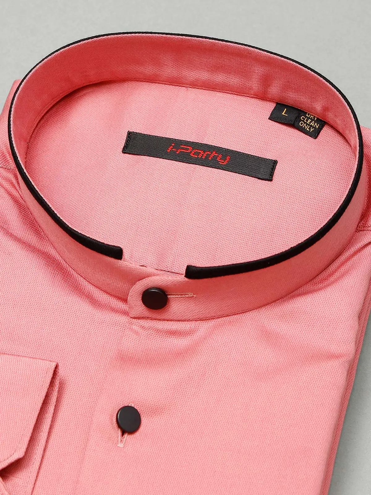 I Party solid pink cotton shirt for mens