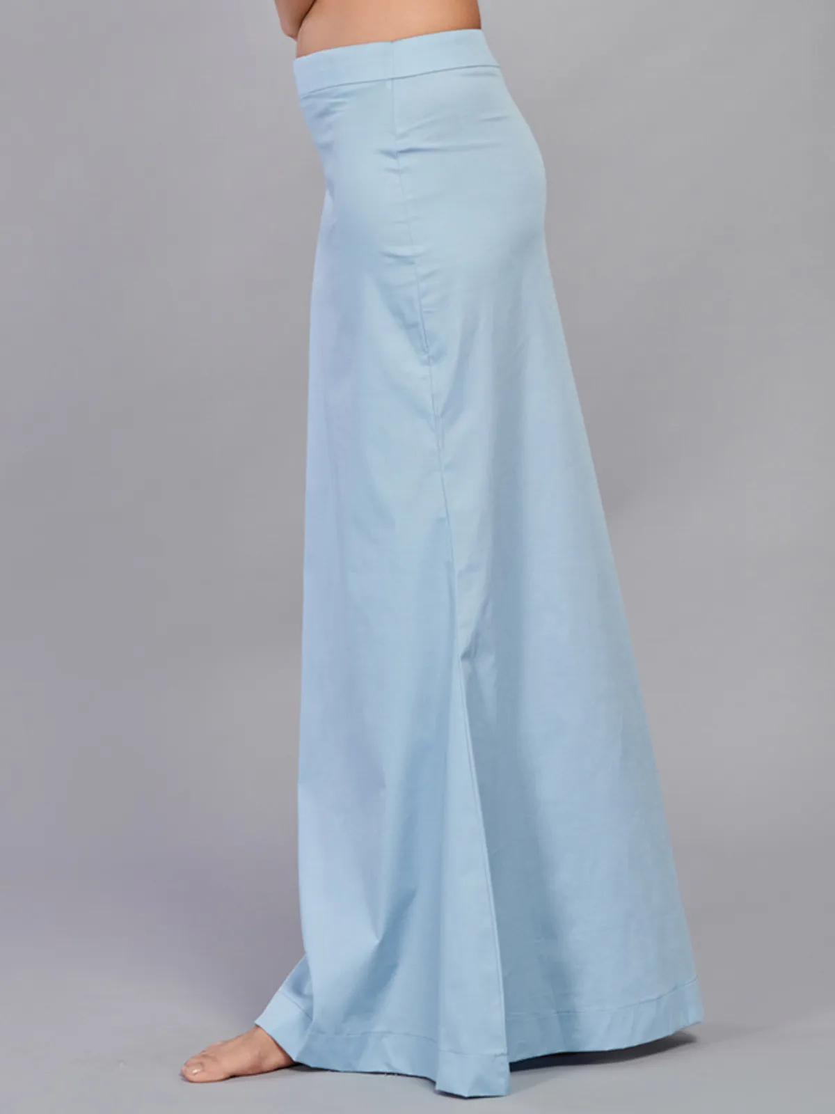 Ice blue lycra cotton saree shapewear