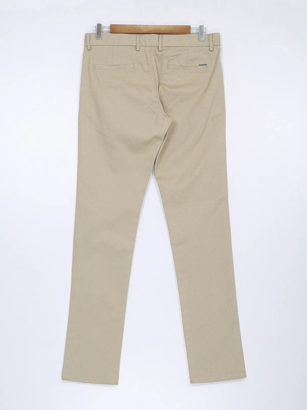 Indian Terrain beige solid cotton trouser