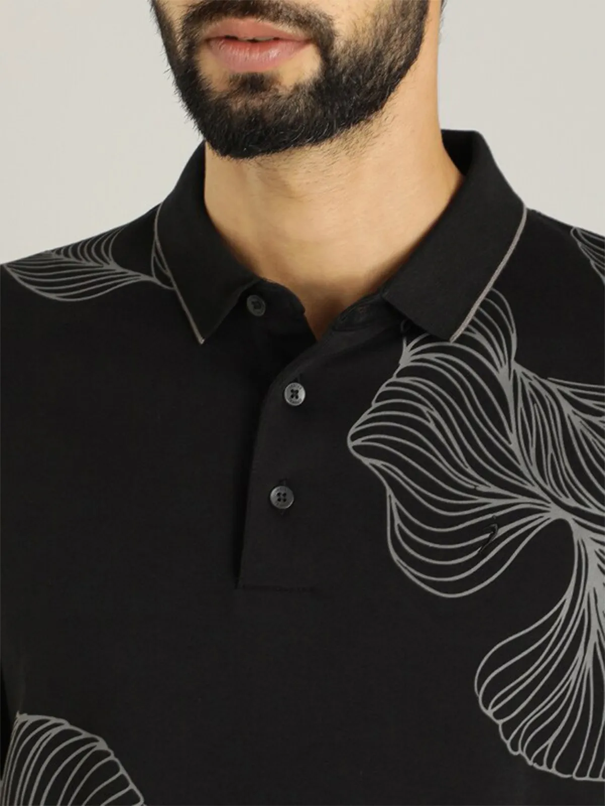 Indian Terrain black cotton slim fit t shirt