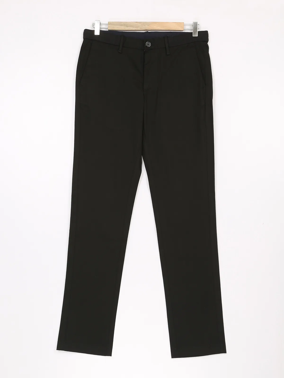 Indian Terrain black cotton trouser in solid