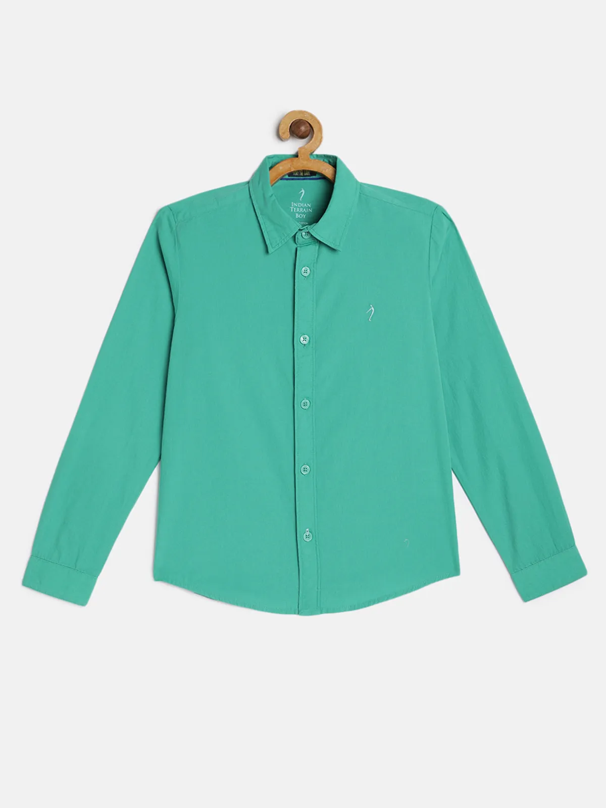 Indian Terrain casual wear green solid shirt