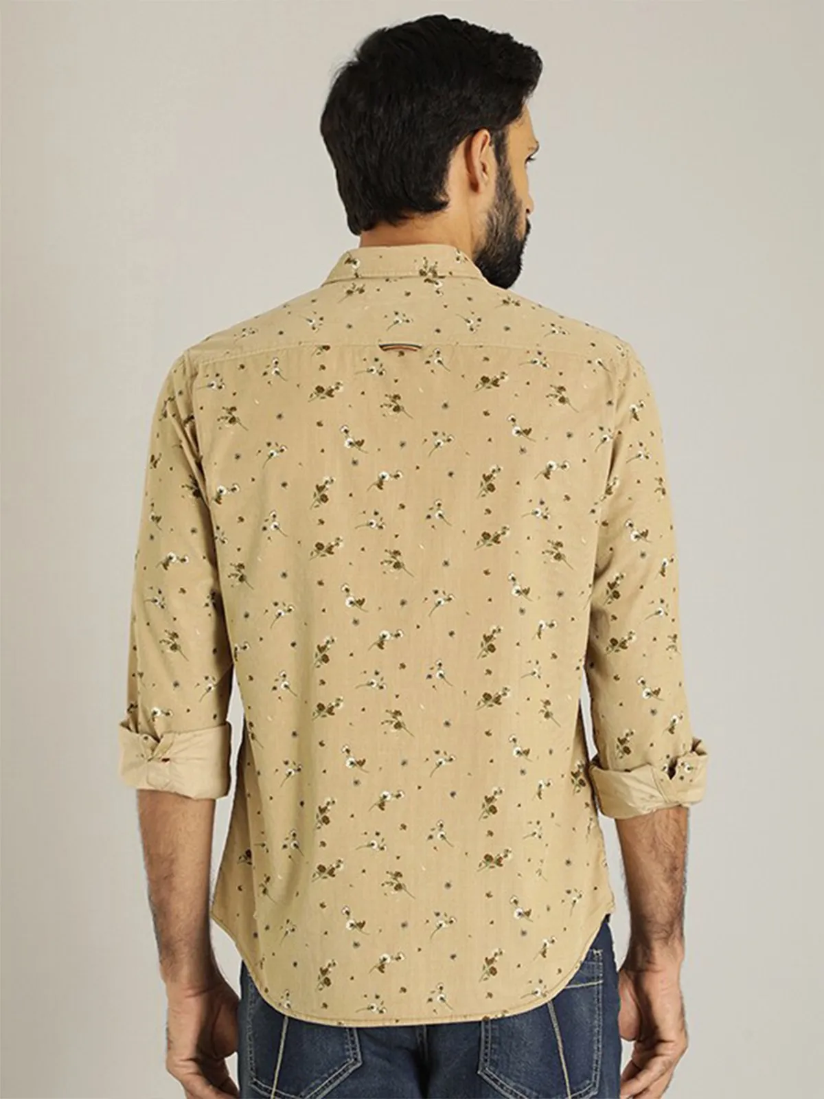 Indian Terrain cotton beige printed shirt