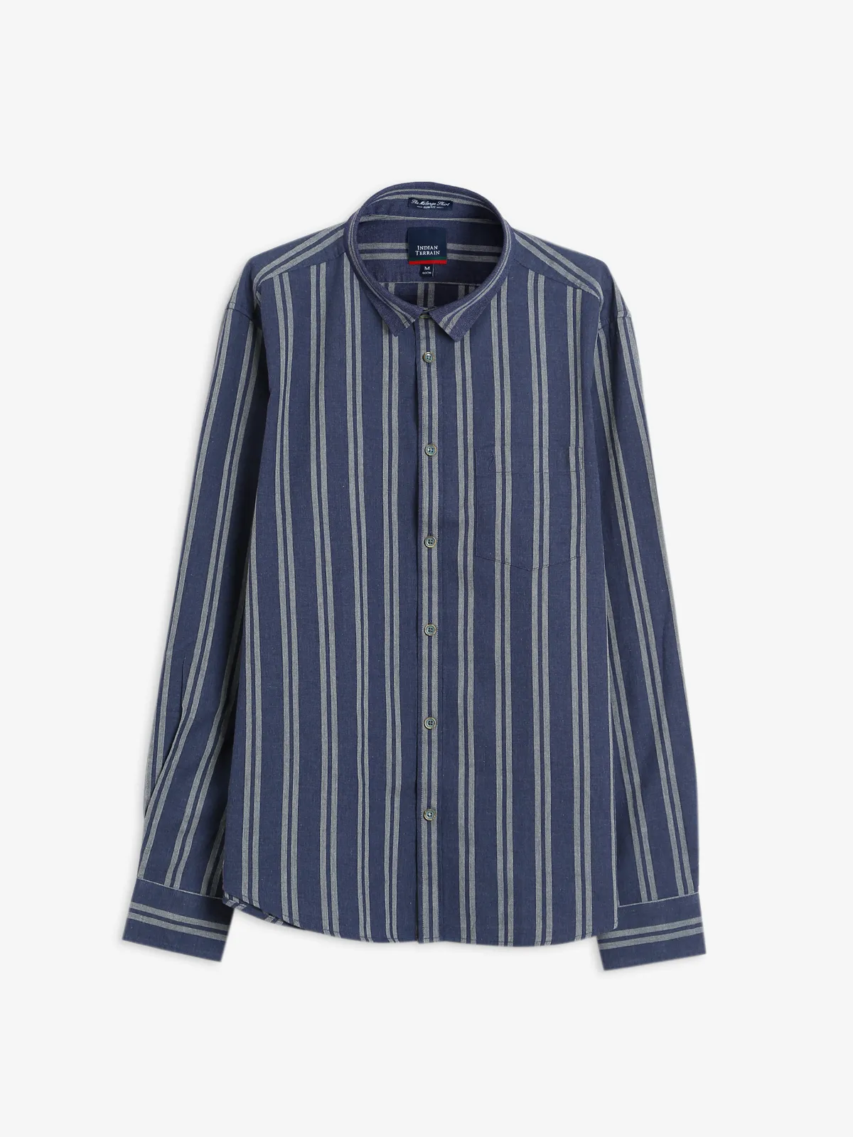 Indian Terrain cotton navy stripe shirt