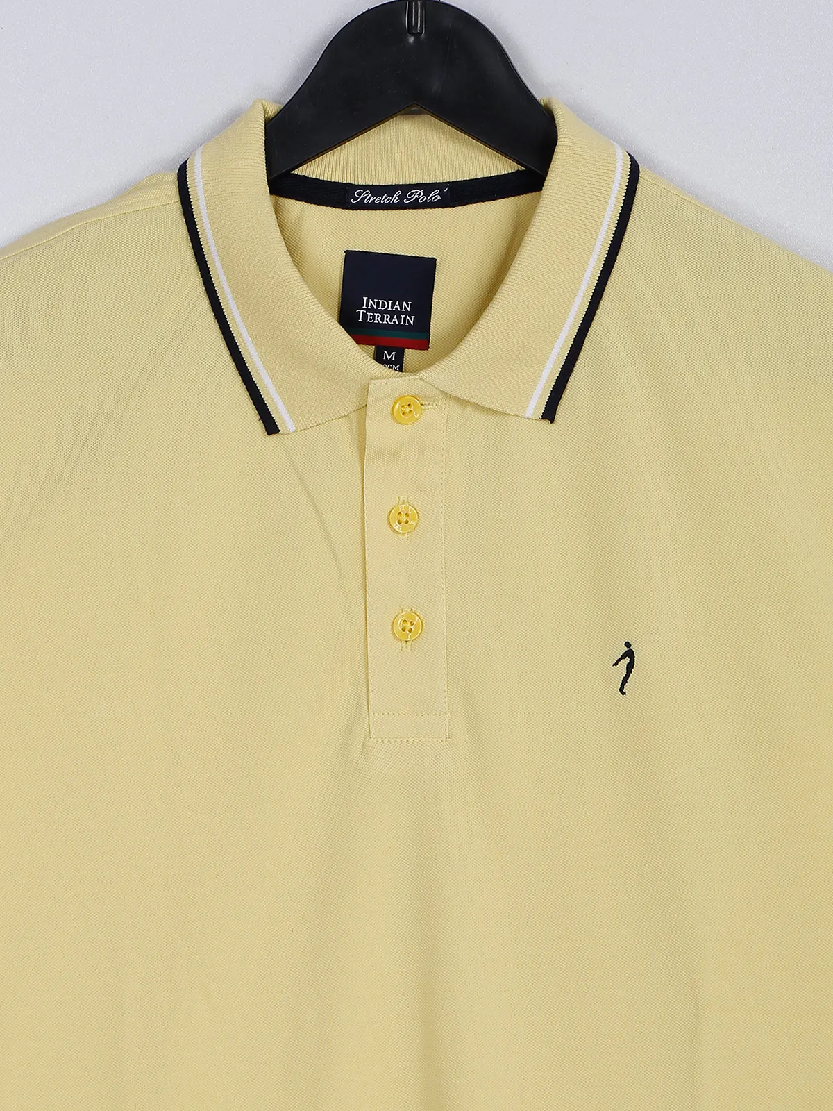 Indian Terrain cotton plain light yellow t shirt