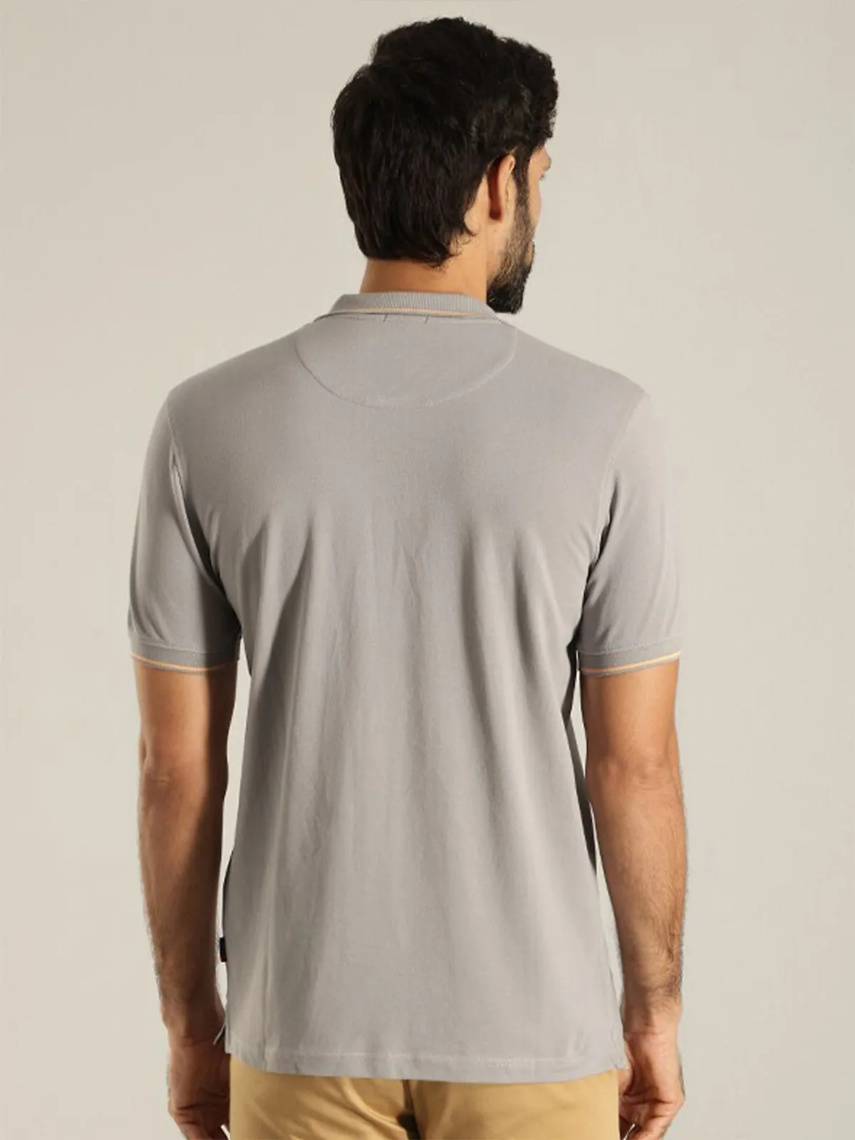 Indian Terrain grey cotton polo t shirt