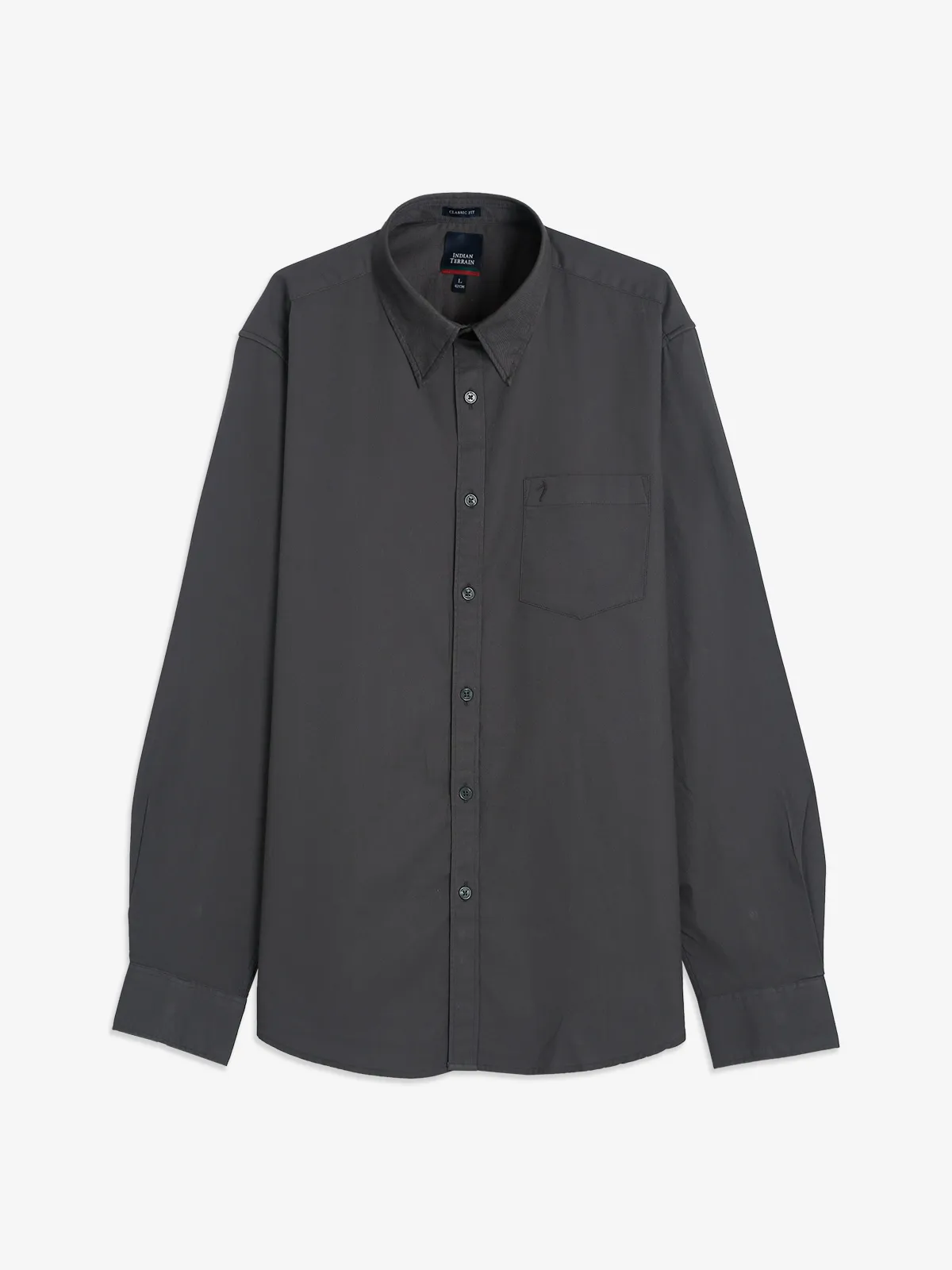 Indian Terrain grey plain classic fit shirt