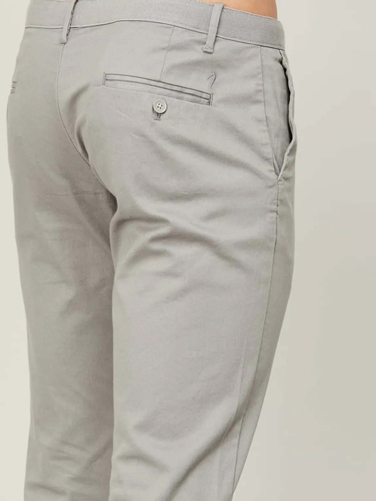 Indian Terrain light grey cotton trouser in solid