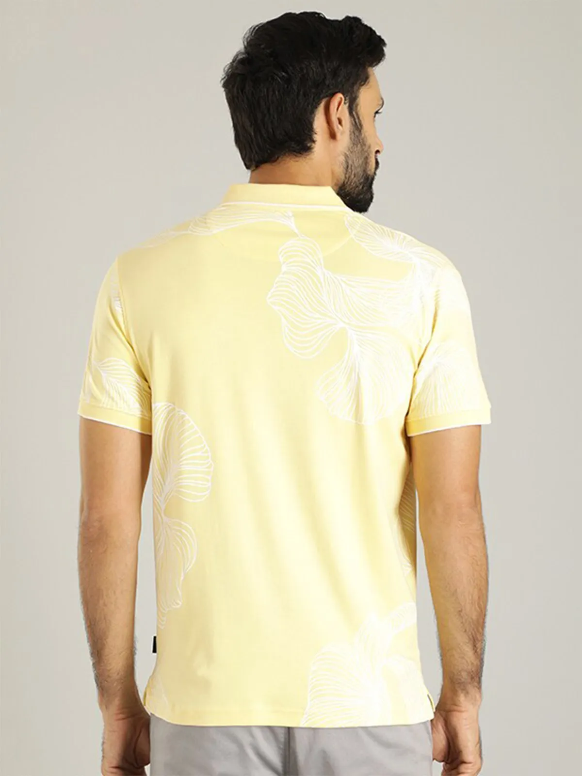 Indian Terrain light yellow cotton printed t shirt