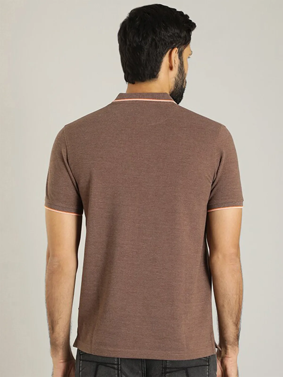 Indian Terrain plain cotton brown t shirt