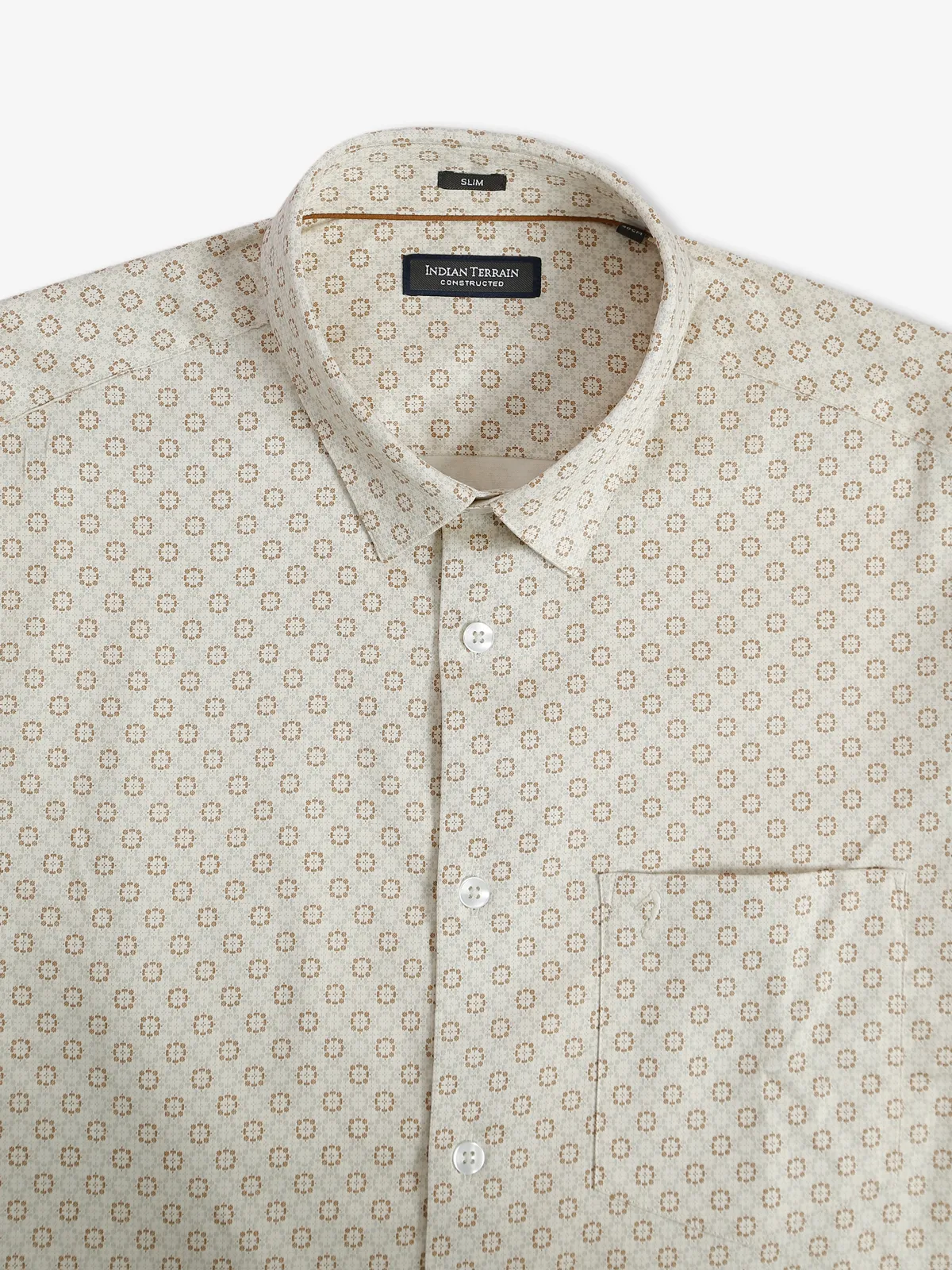 Indian Terrain printed cream cotton shirt