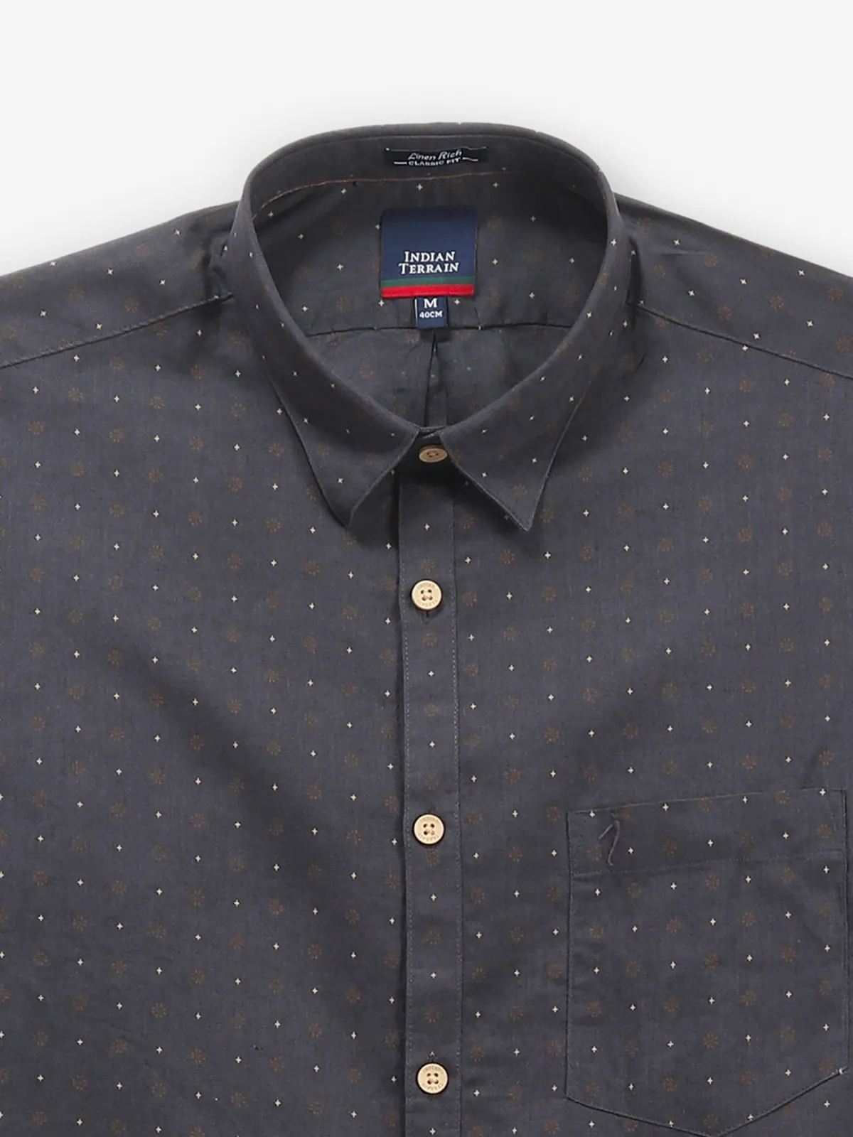 INDIAN TERRAIN printed navy cotton shirt