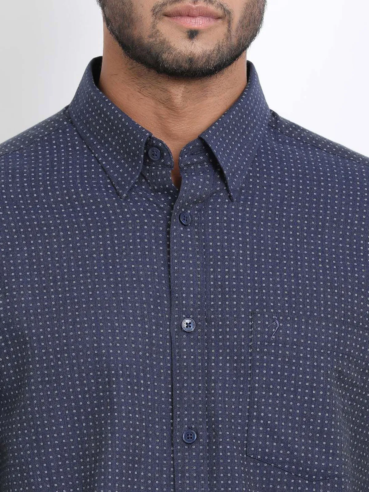 Indian Terrain printed slim fit navy shirt