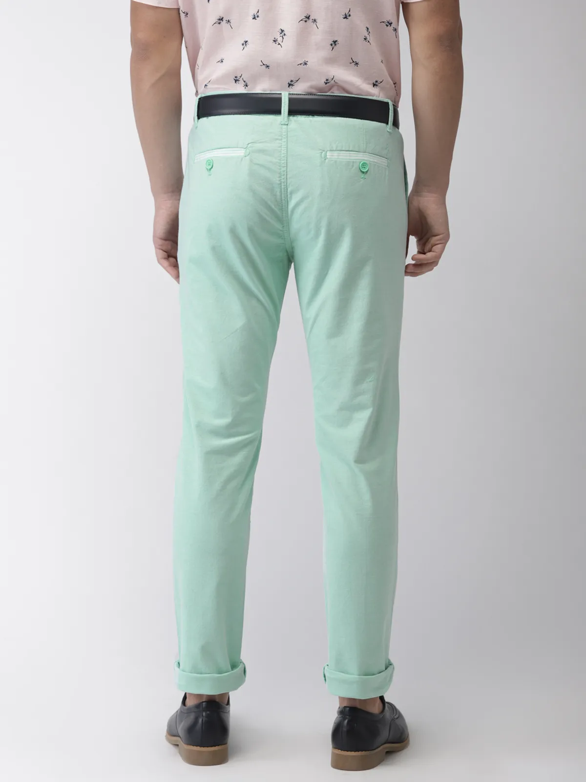 Indian Terrain sea green cotton solid trouser