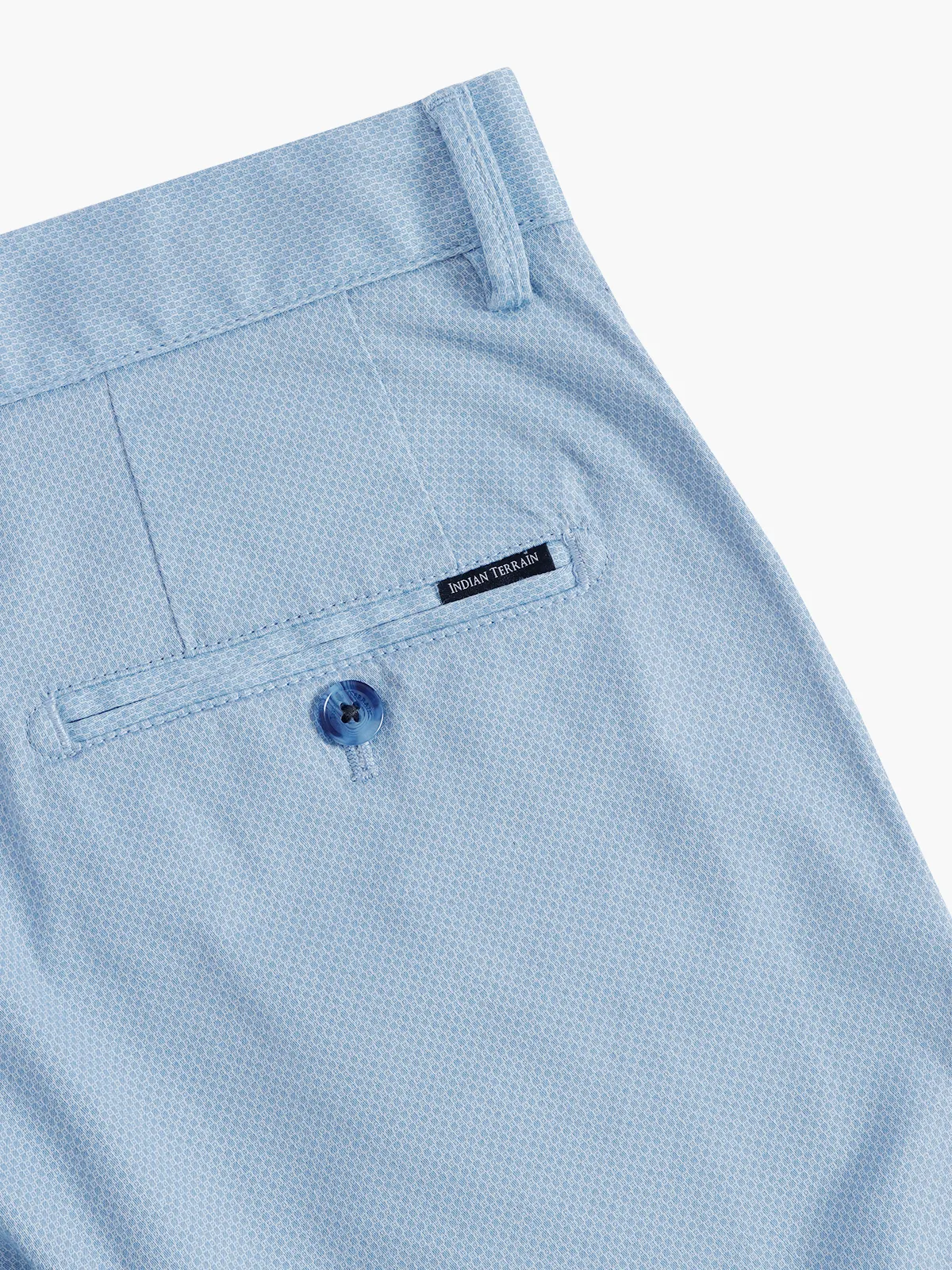Indian Terrain sky blue cotton trouser in solid