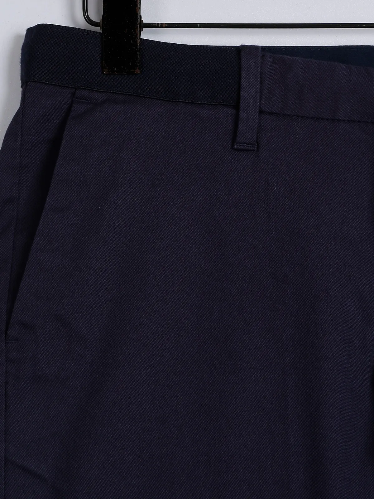Indian Terrain solid pattern cotton navy trouser