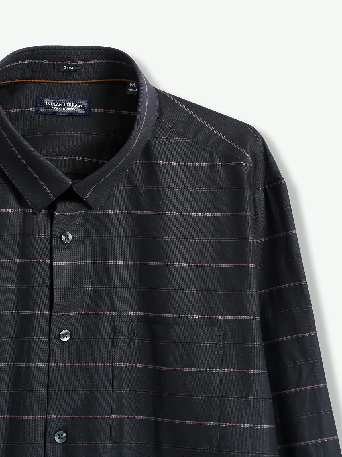 Indian Terrain stripe cotton black shirt