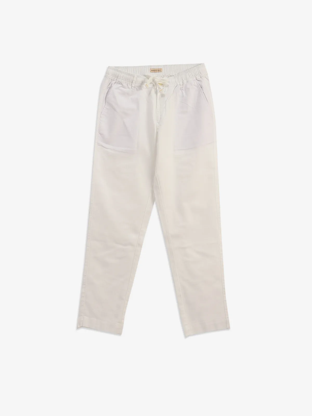 IRONY linen white solid track pant