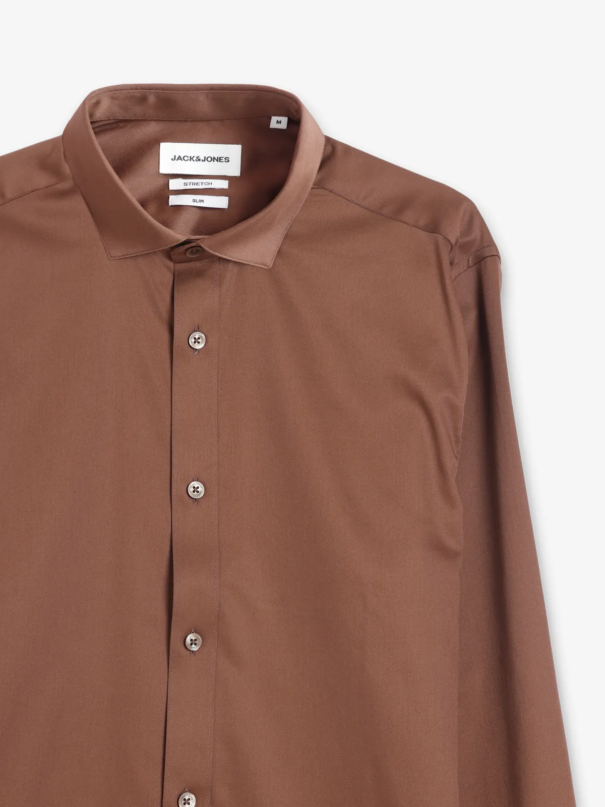 JACK&JONES cotton plain brown shirt