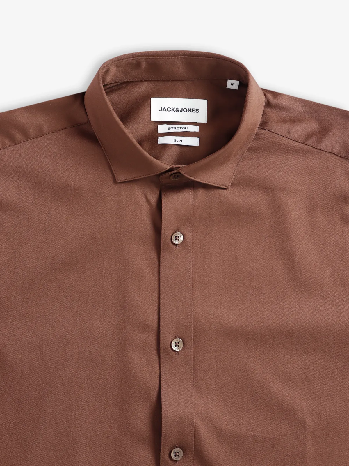 JACK&JONES cotton plain brown shirt