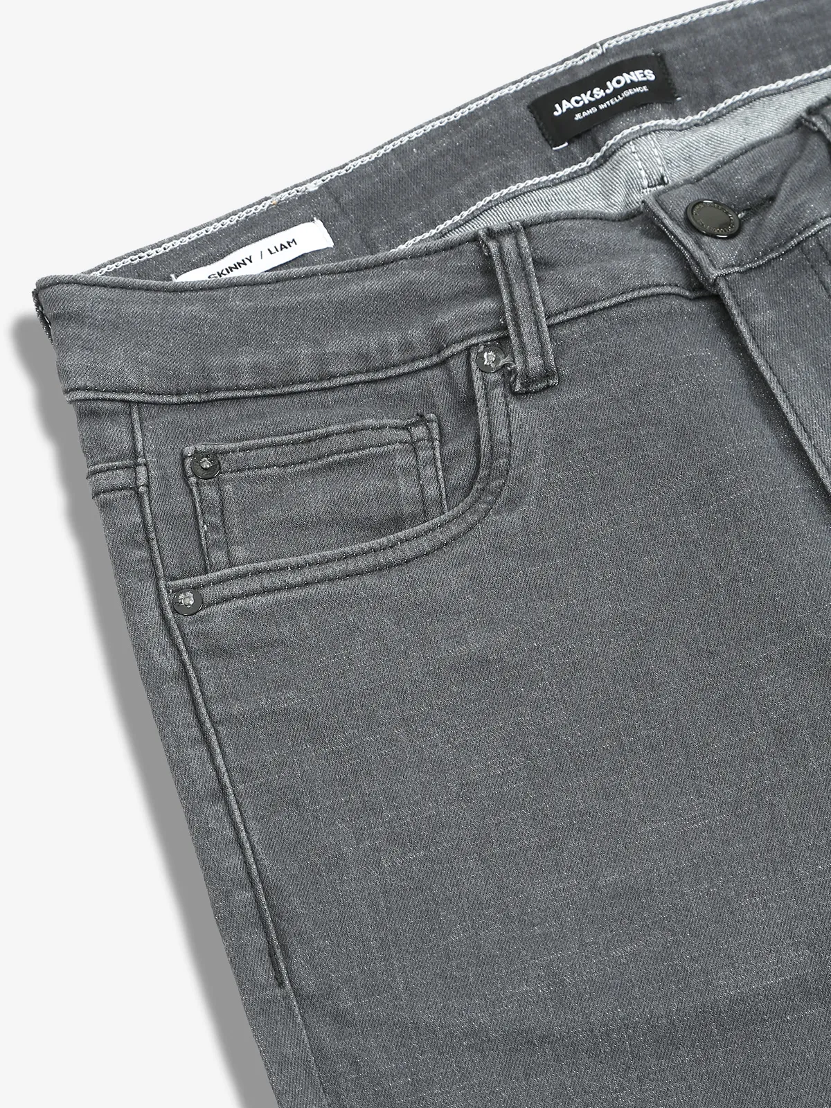 JACK&JONES dark grey solid skinny fit jeans