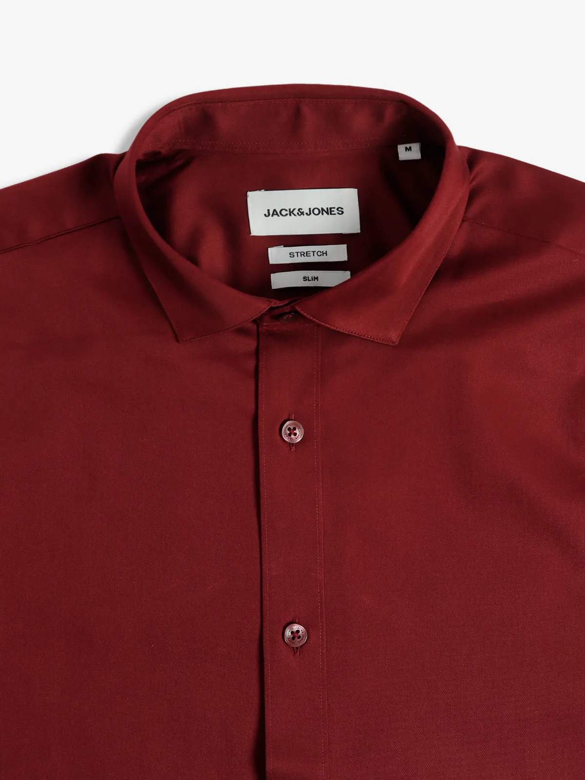 JACK&JONES maroon plain slim fit shirt