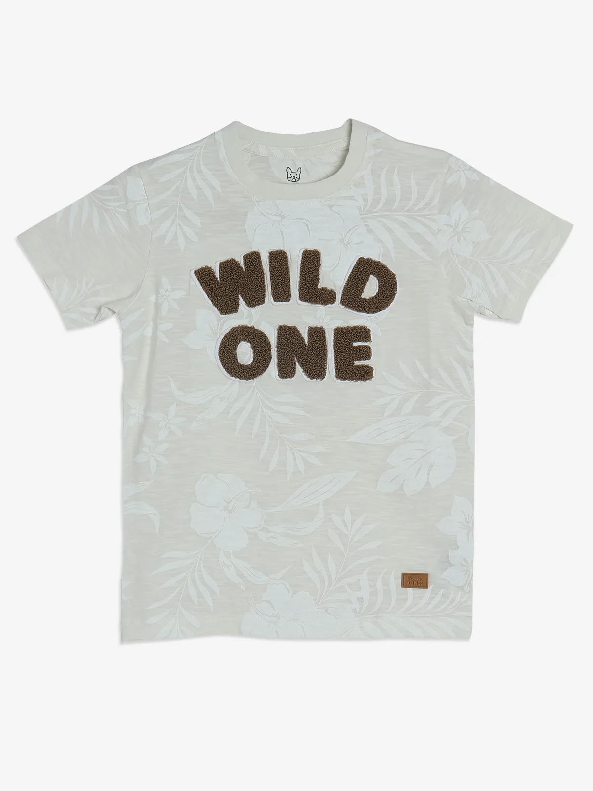 JACK&JONES off white printed cotton t-shirt