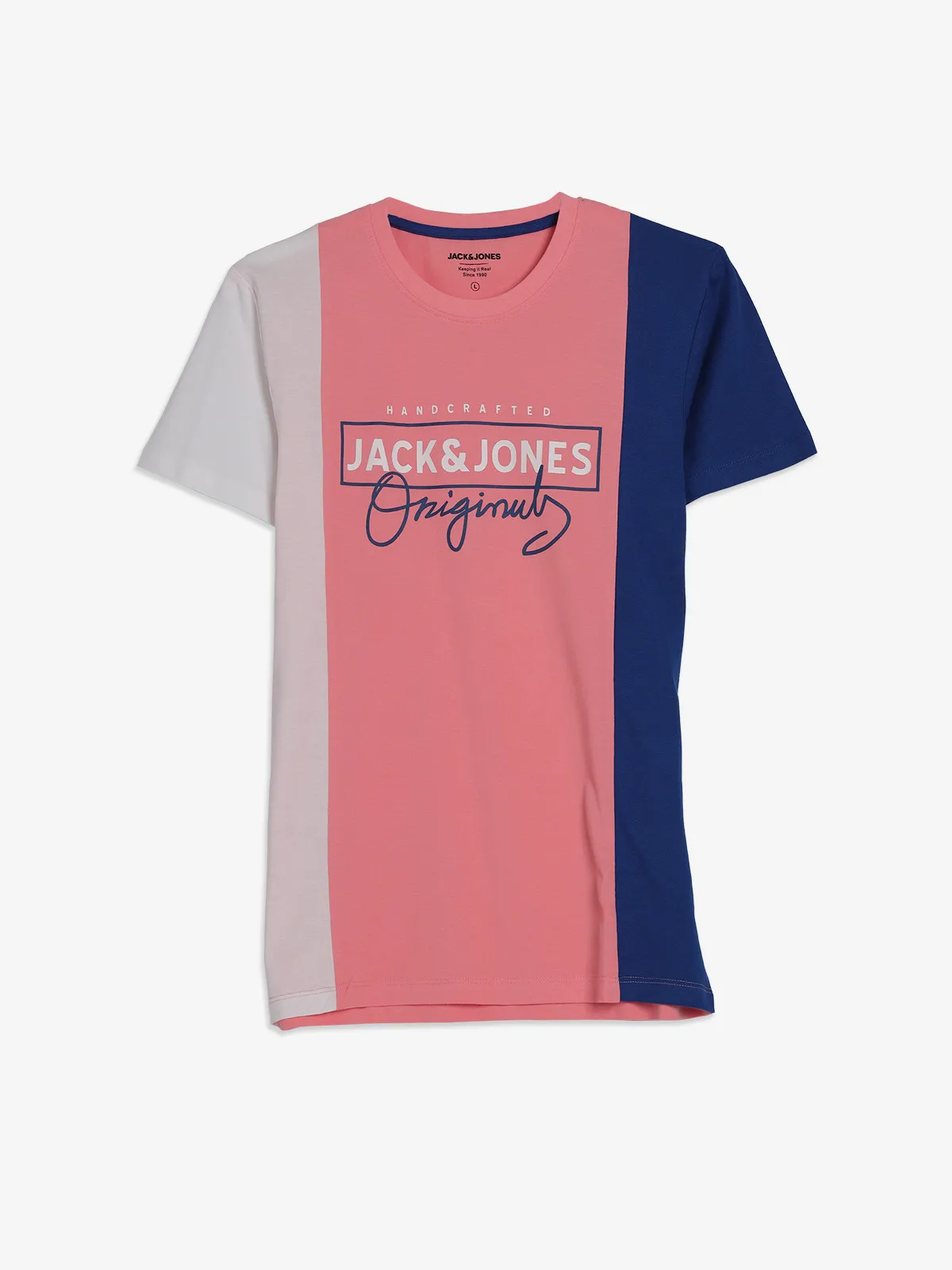 JACK&JONES peach color block t-shirt