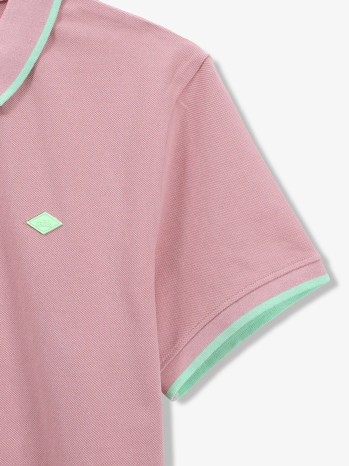 JACK&JONES pink plain cotton t-shirt