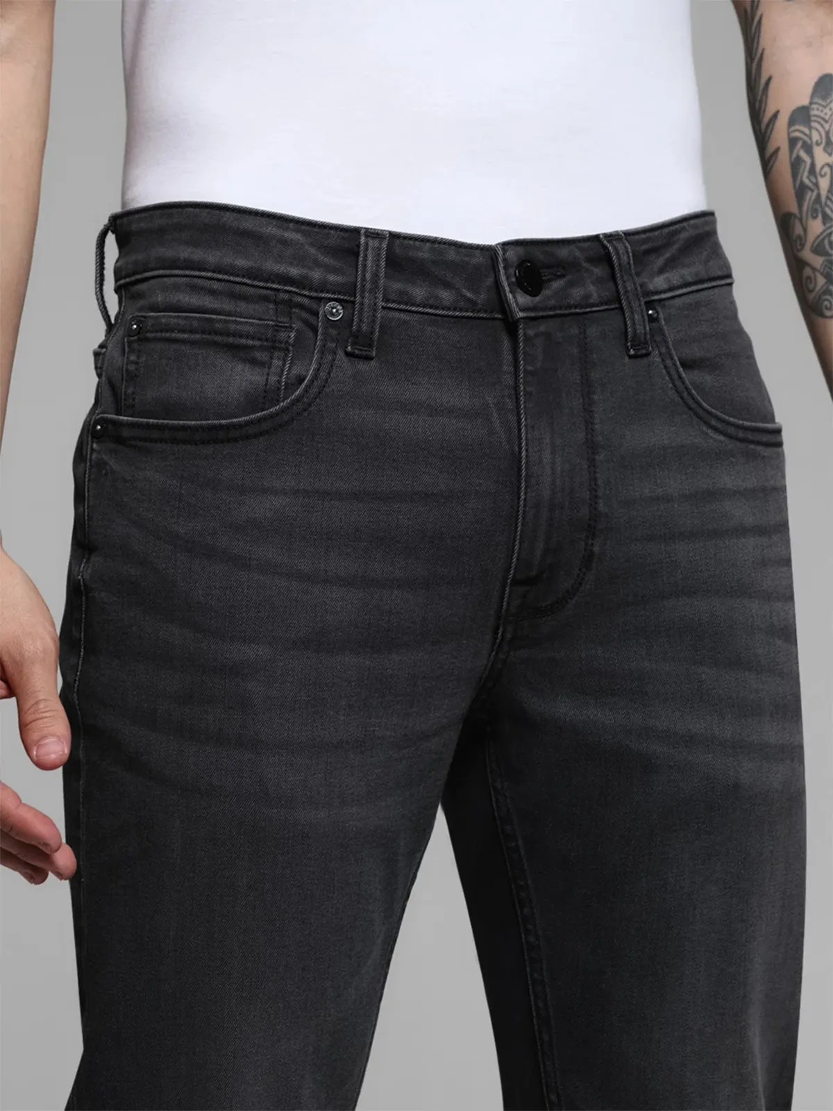 JACK&JONES washed black denim skinny fit jeansG3MJE5295 United...