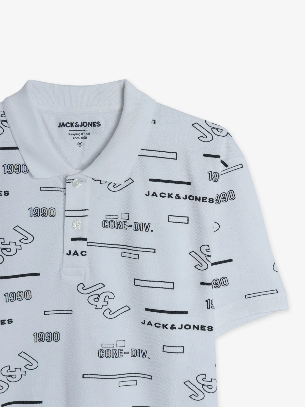 JACK&JONES white printed polo t shirt