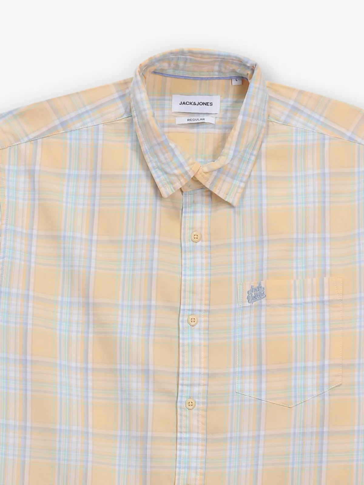 JACK&JONES yellow cotton shirt with checks