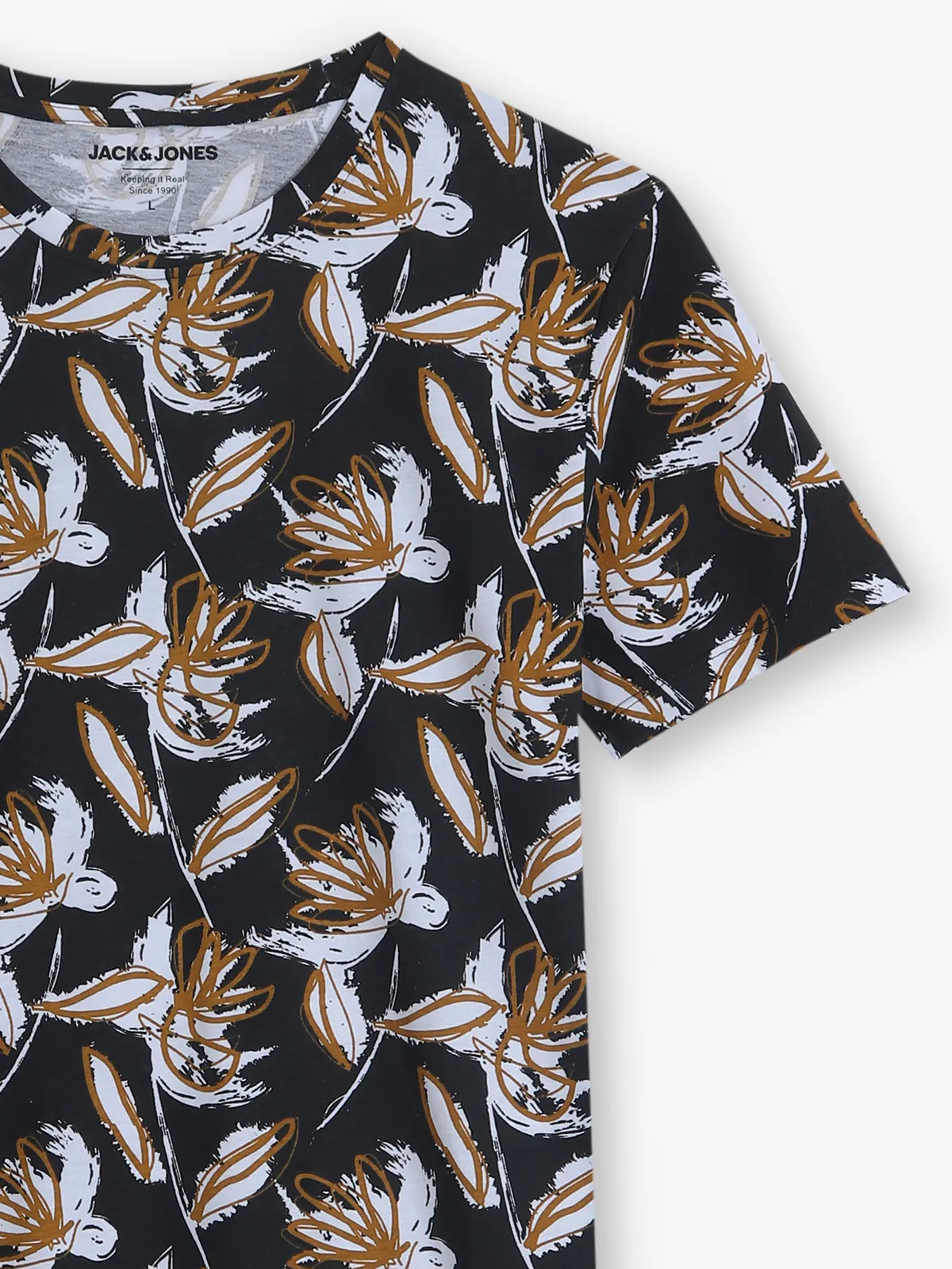 JACK & JONES black and white printed t-shirt