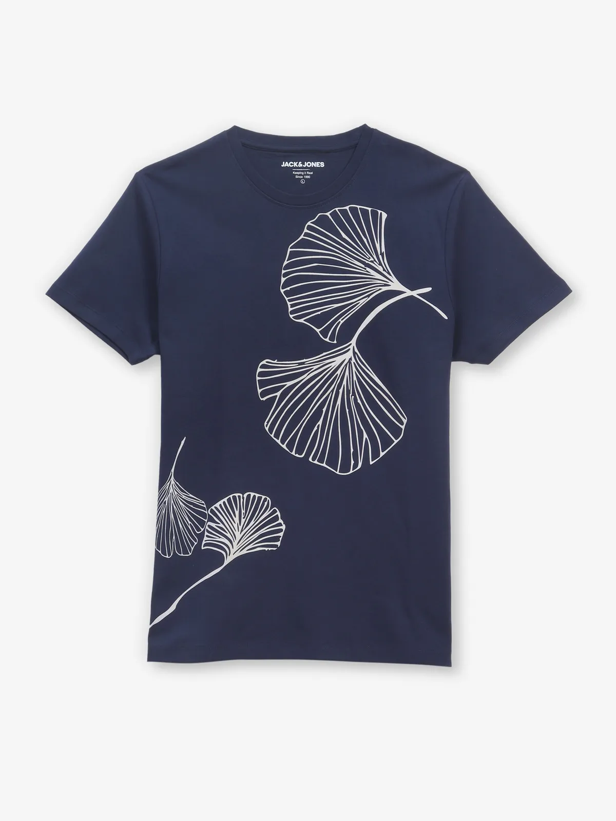 JACK & JONES navy cotton printed t-shirt
