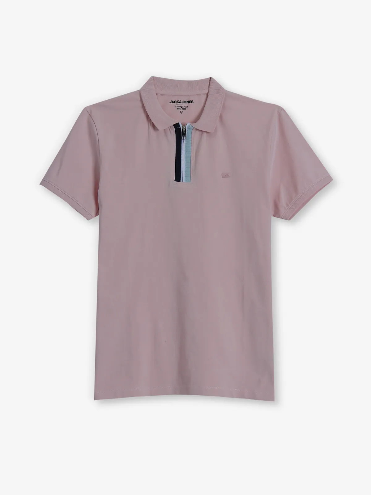 JACK & JONES plain pink cotton t-shirt
