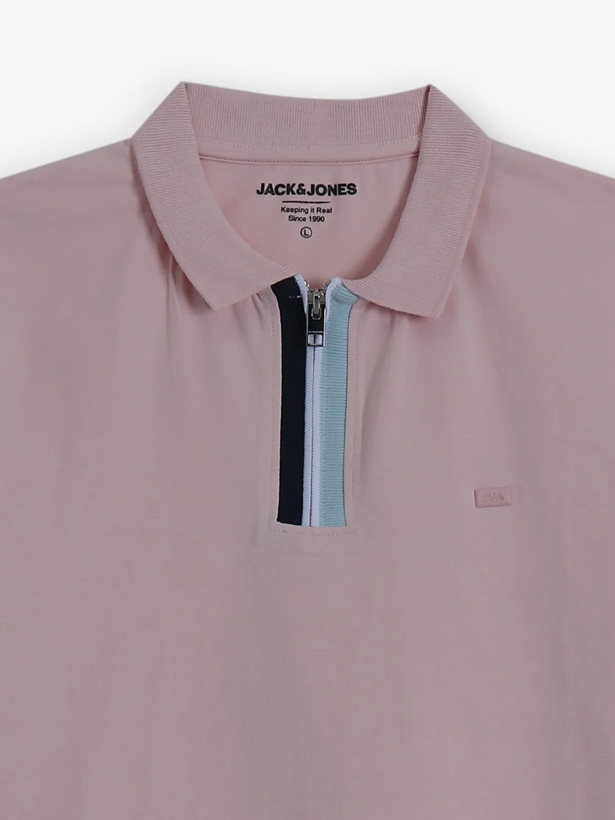 JACK & JONES plain pink cotton t-shirt