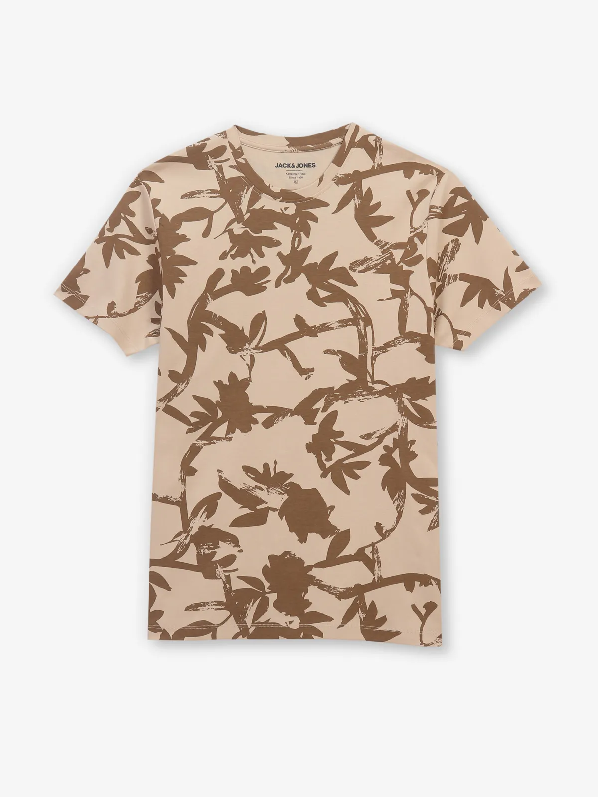 JACK & JONES printed peach cotton t-shirt
