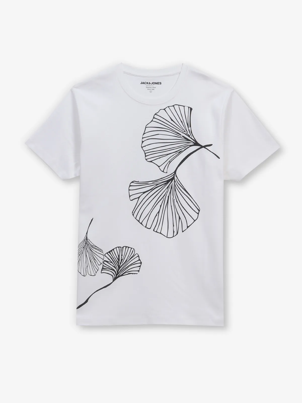 JACK & JONES white cotton t-shirt in printed