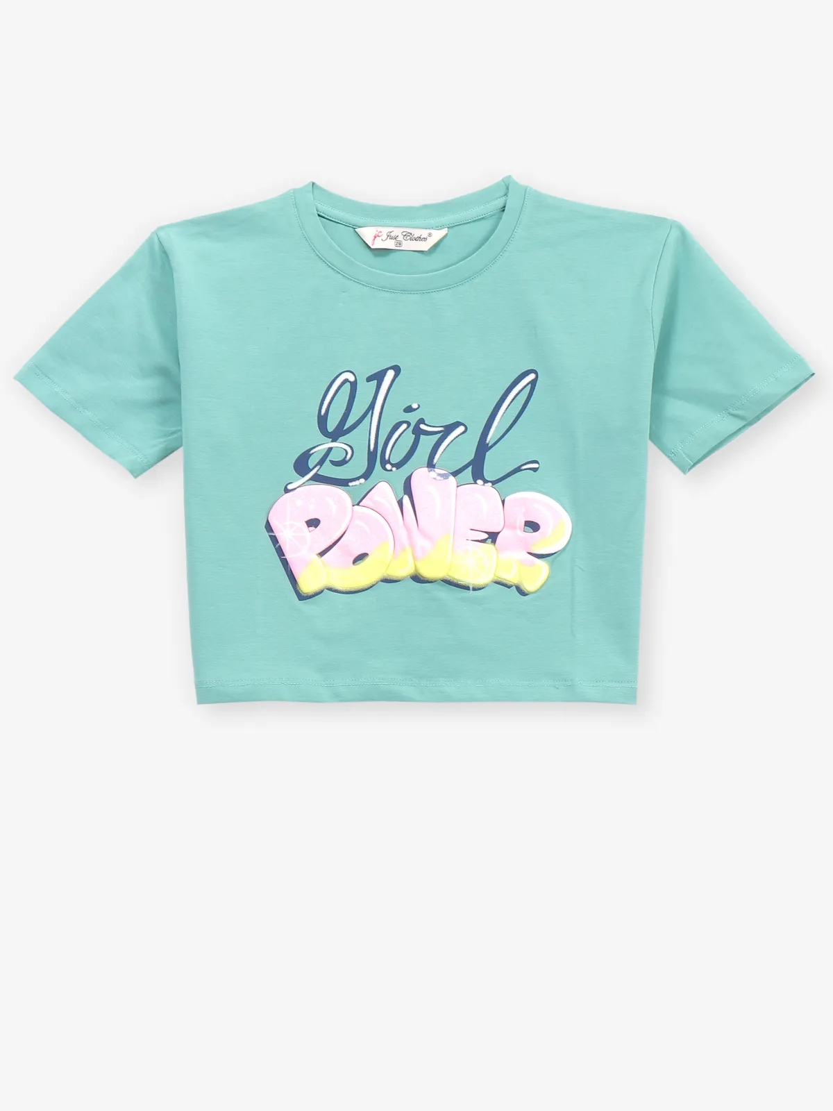 JUST CLOTHES mint green cotton crop top