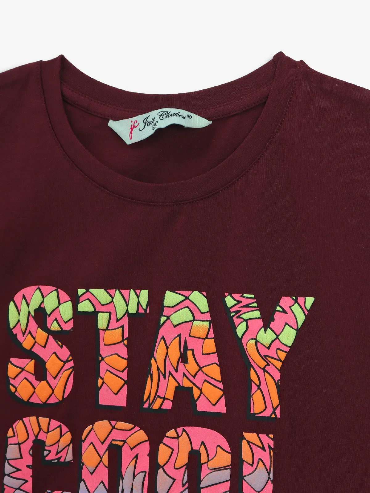 JUST CLOTHES printed wine cotton crop top