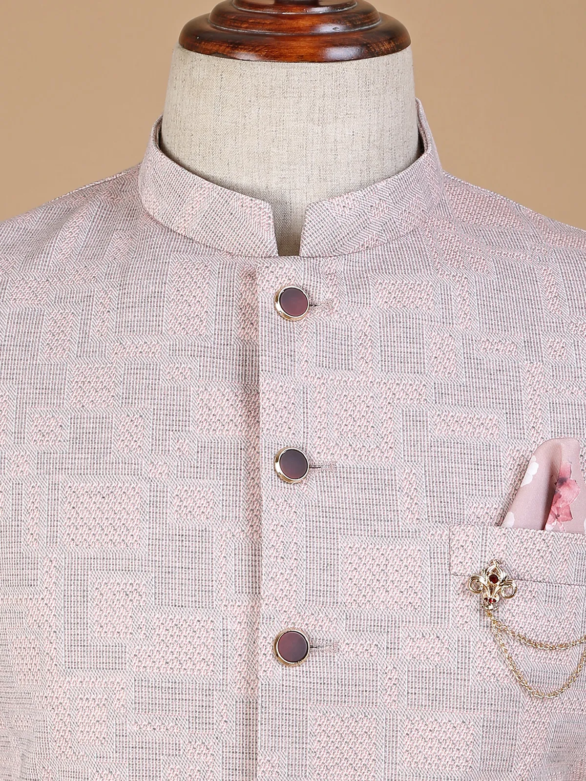 Jute peach textured waistcoat