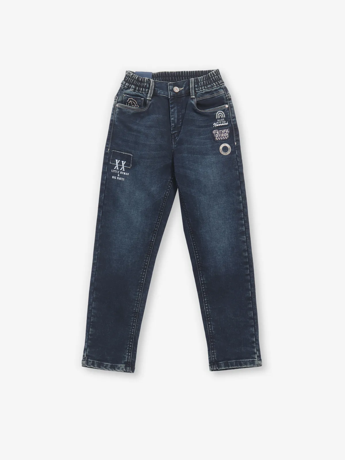 KEPEL blue washed denim jeans for boys