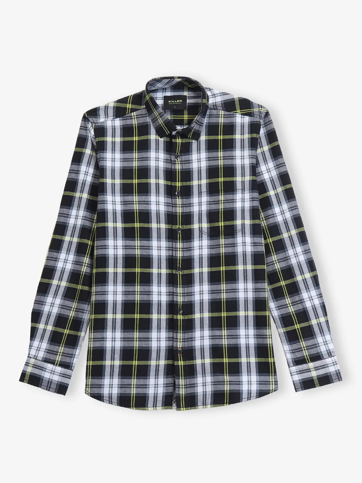 KILLER black check cotton casual shirt