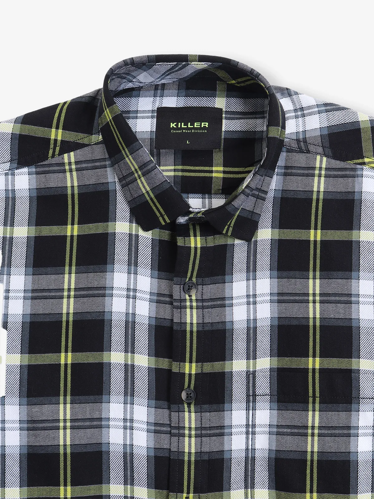 KILLER black check cotton casual shirt