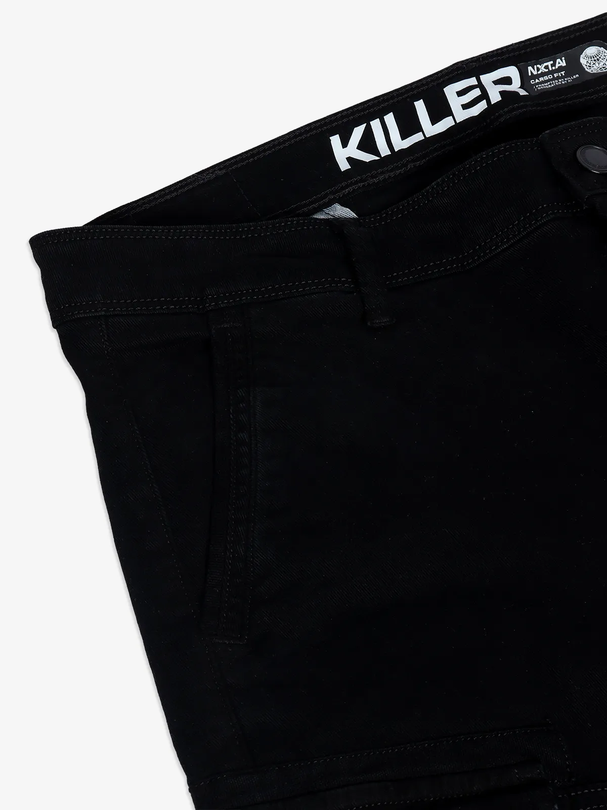 Killer black solid cargo jeans