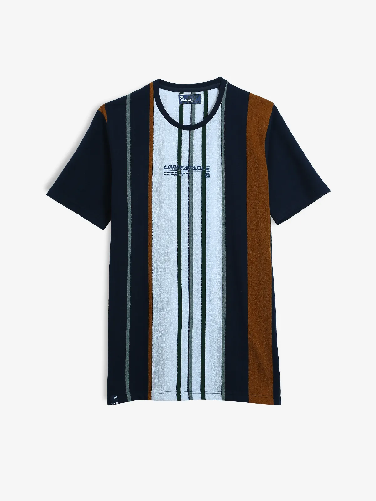 KILLER blue stripe round cotton t-shirt